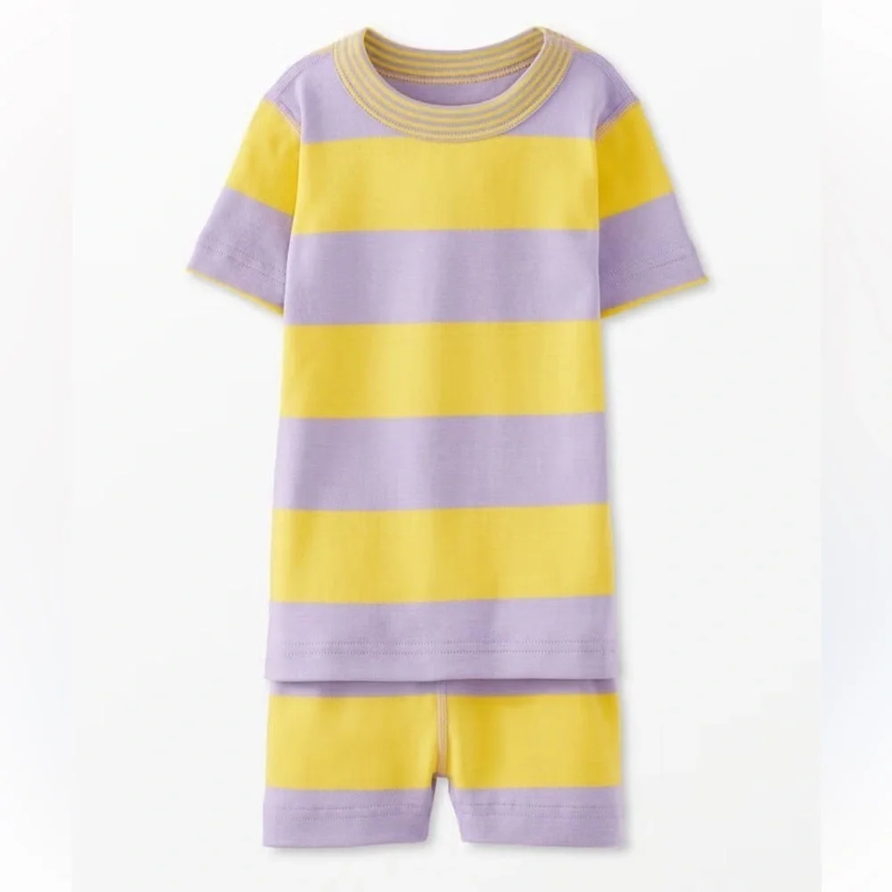 Kids Contrast Striped Short John Pajama Set | Hanna Andersson